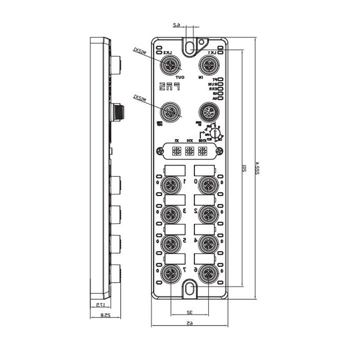 EtherCAT protocol, M12 interface, 16DI/DO configurable, PNP, Remote module, 006E31